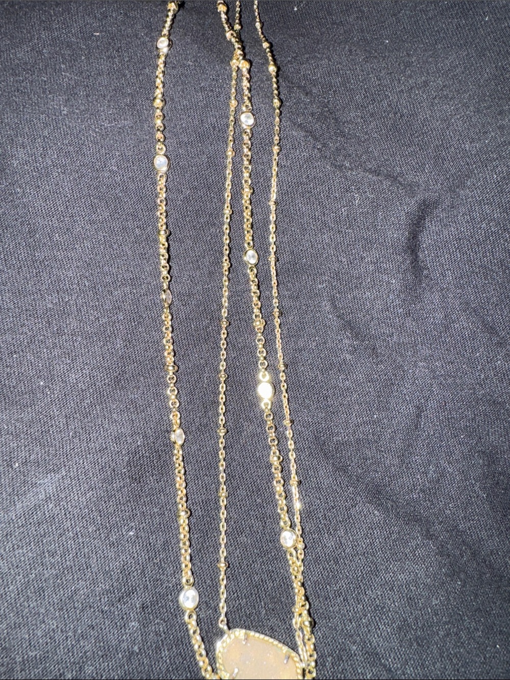 Kendra Scott Gold Layered Pendant Necklace with Clear Crystal Accents - Picture 7 of 8